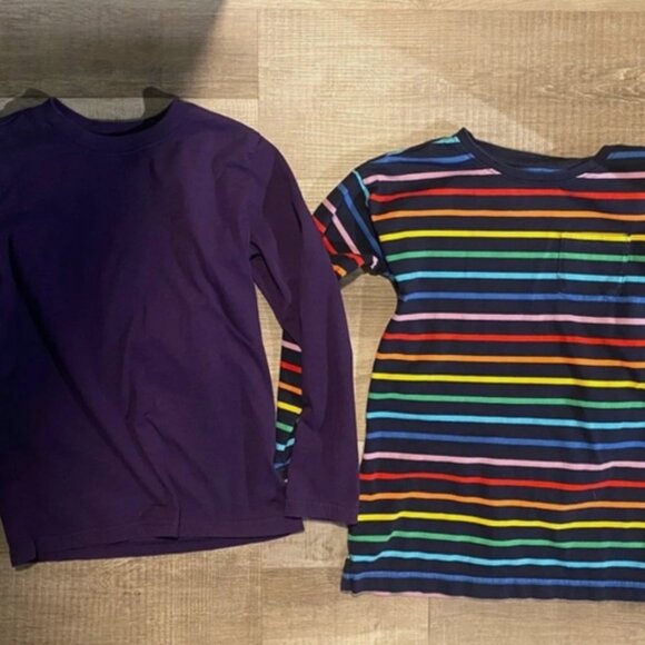 Primary 8-9Y Long Sleeve Shirt Bundle Purple Rainbow Stripe - Picture 3 of 12